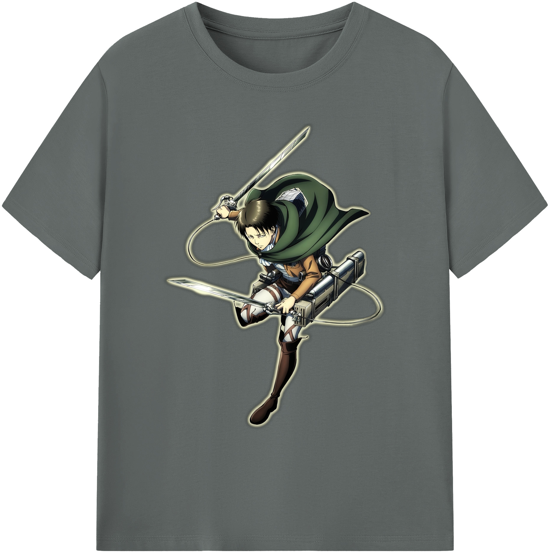 （画像用） 進撃の巨人 リヴァイ·アッカーマン Attack on Titan Levi Ackerman 綿100％ メンズ半袖Tシャツ｜肌触りやわらか＆通気性